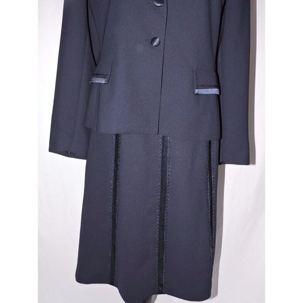 Dressbarn Skirt Suit Set Career Blazer Jacket Navy Blue Knee Length Lined 10 EUC - Picture 2 of 11